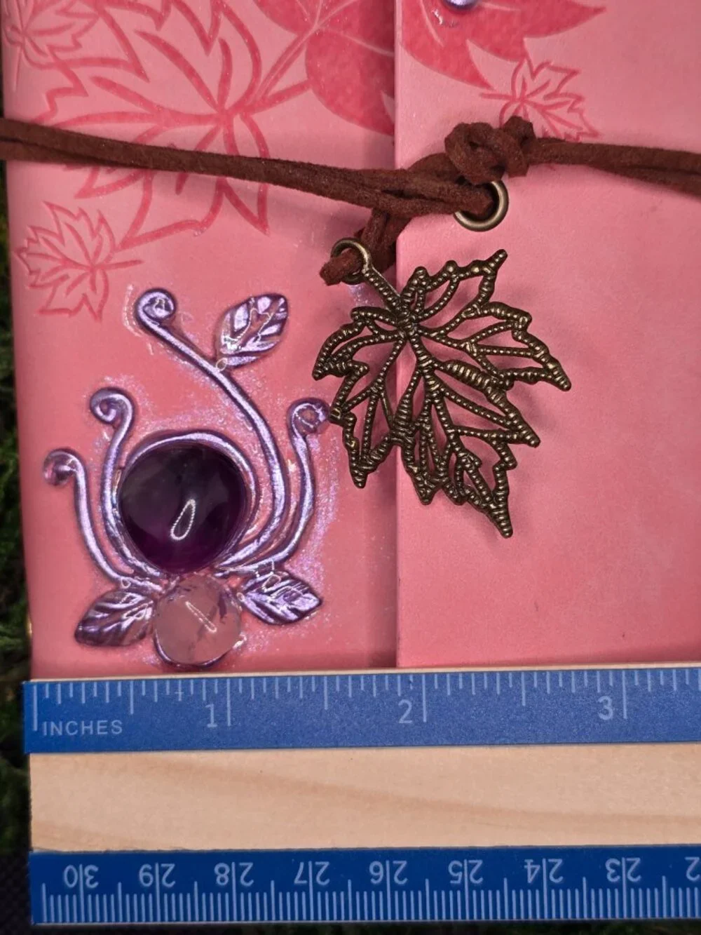 Pink Faux Leather Crystal Journal | Amethyst Rose Quartz Aventurine